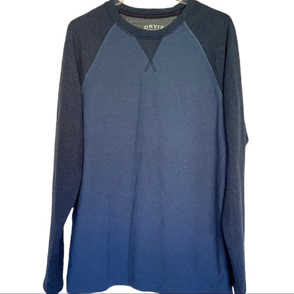 Orvis Long Sleeve Two Tone Blue Sweat Shirt Size Medium. NWOT